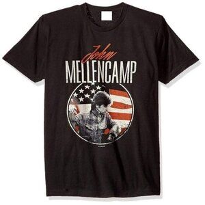 Mens John Mellencamp Circle Flag Classic Music Retro T-Shirt
